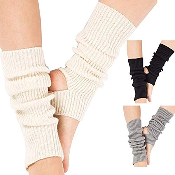 Guojanfon Fashion Yoga Socks for Women Girls Workout Socks Toeless Training Dance Leg Warmers (Black)
