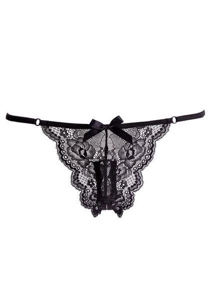 Vibrating Black Crotchless Thong