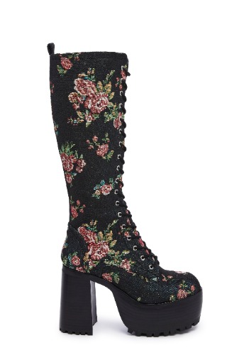 Old Fashioned Chic Platform Boots | FLORAL / US 8