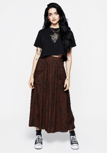 Daemonologie Woodcut Print Midaxi Skirt | US 10