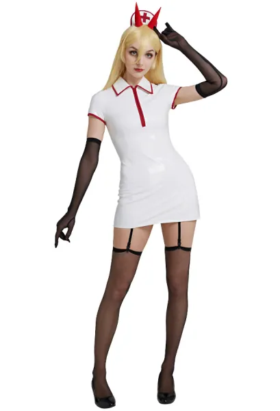 Chainsaw Man Makima Power Cosplay Costume Sexy Nurse Outfit with Hat Gloves