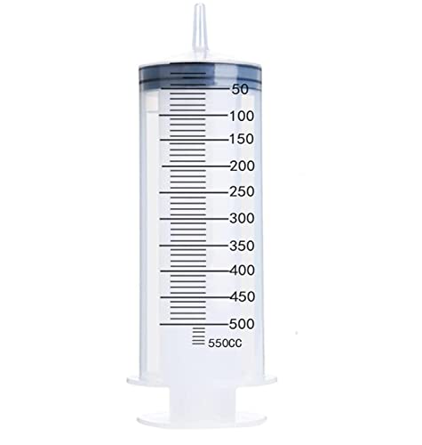 500ml Large Syringe, Plastic Syringe for Scientific Labs, Watering, Refilling (Individual Wrap)