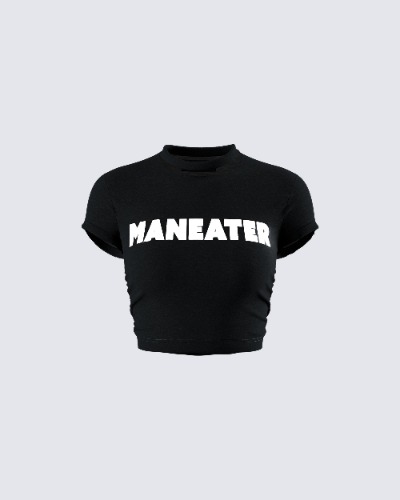 Monte Black Jersey Graphic Top | L