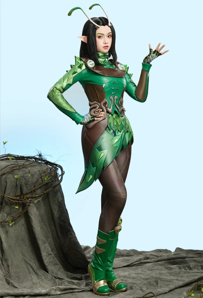 Rival Girls Mantis Cosplay Costume Top and Skirt with Pants and Ears