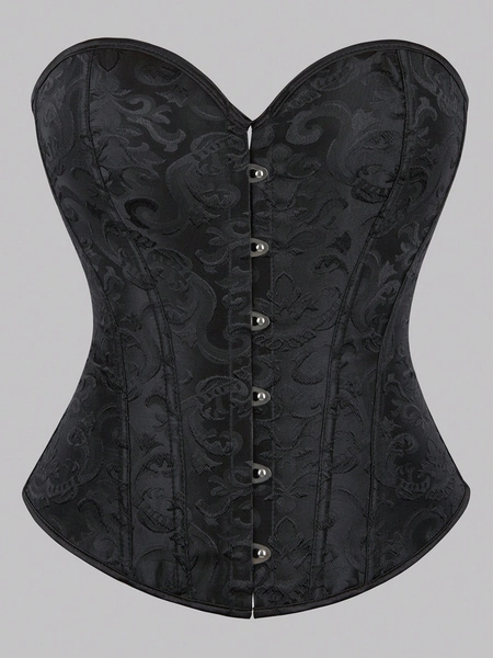1 Peça Corset feminino em estilo de palácio, Clássico Bustiê Sem Alças Jacquard, Cintura Cinching e Modelador de Figura, pode ser usado como roupa externa para vestido de casamento/festa, Corpete emagrecedor