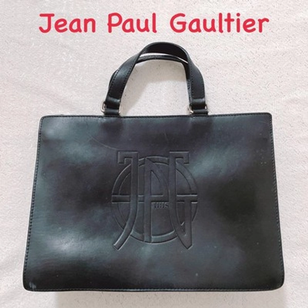  Vintage JEAN PAUL GAULTIER Black Leather Handbag Small Business Briefcase