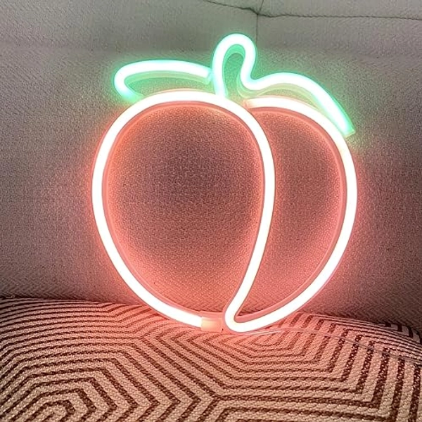 Peach LED Neon Light Sign Handmade Lamp for Wall Room Party Home Bar Art Christmas Bedroom Table Wedding Party Desktop Decoration Teen Kids Birthday Holiday Gift USB Powered(Coral)