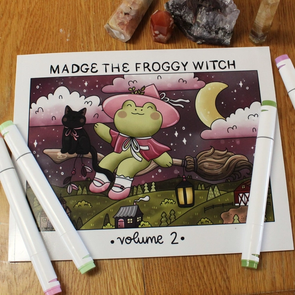 Madge the Froggy Witch Volume 2-Witch Coloring Book-Frog Coloring-Witchcraft-Coloring Book for Adults-Coloring Pages for Adults