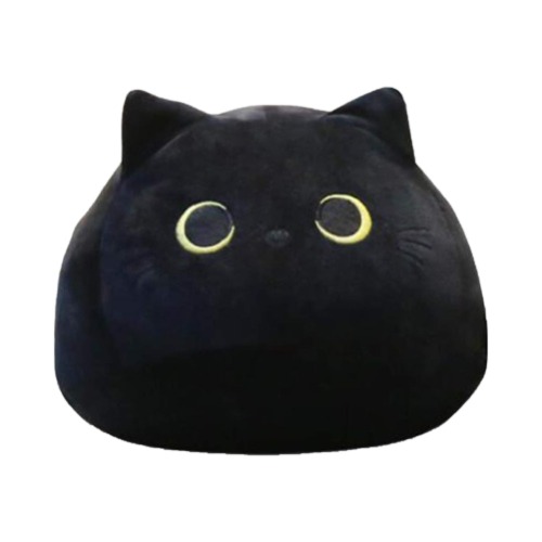Adorable Squishy Black Cat Pouf Plush Toy