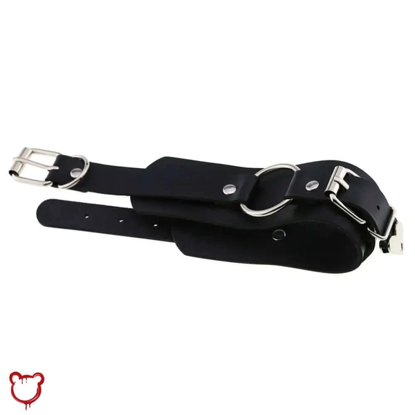 Heart Buckle Choker: Black/Blue PU