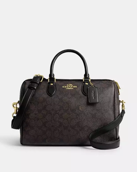 Or/Noyer noir Grande sacoche Rowan en toile exclusive