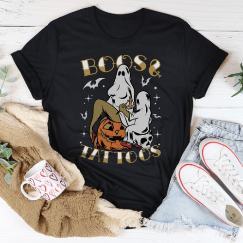 Boos & Tattoos Tee - Black Heather / L