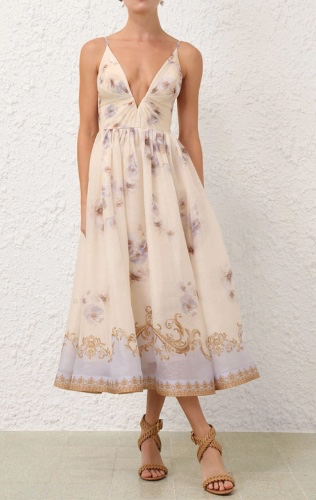 Zimmermann Hypnotic V Neck Midi Dress