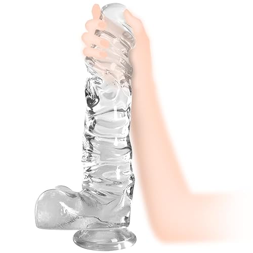 Huge Realistic Dildo, 11.8" XXL Clear G spot Dildo for Women,Small Glans Big Thick Dildo with Special Curve Design,Strong Suction Cup Lifelike Dildo for Hands-Free Play - 11.8 Inch