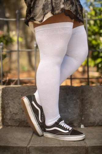 Thigh High Tube Socks | Solid White