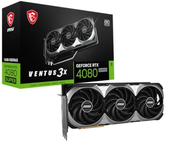 MSI Gaming RTX 4080 Super 16G Ventus 3X OC Graphics Card (NVIDIA RTX 4080 Super, 256-Bit, Extreme Clock: 2595 MHz, 16GB GDRR6X 