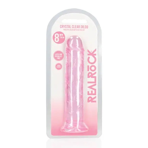 Shots RealRock Crystal Clear 8" Straight Dildo w/Suction Cup - Pink