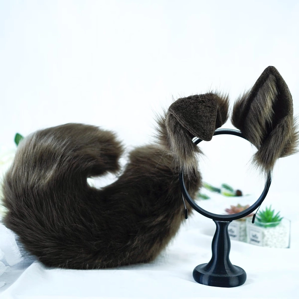 Huskies Ears and Tail Set, shepherd dog ears Cosplay Set for Conventions and Halloween, Animal Costume Accessory, Pet Play, Furry freedom