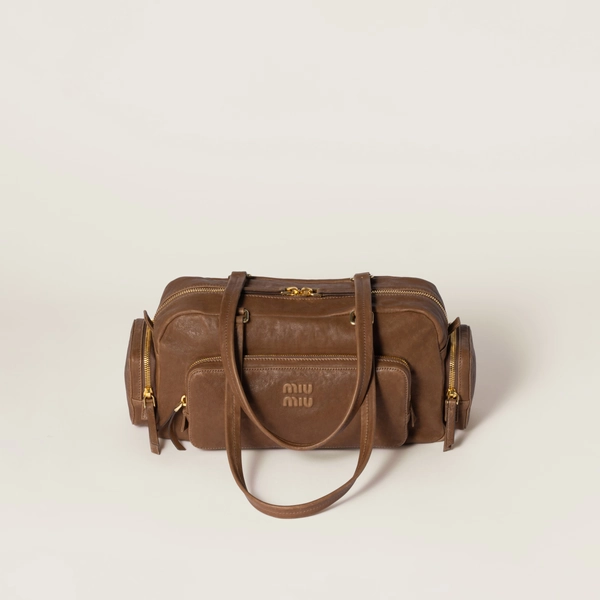 Pocket washed nappa leather bag