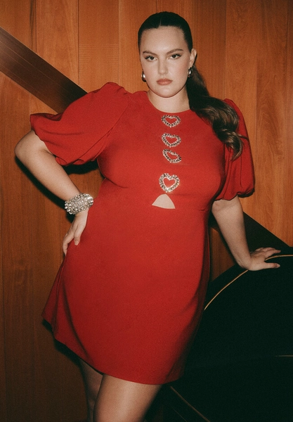 Rhinestone Heart Mini Dress