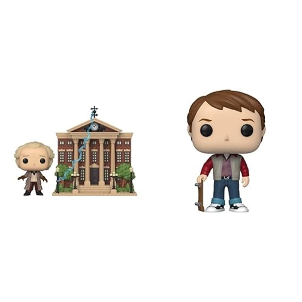 Funko 46910 POP Town: Back to the Future-Doc w/Clock Tower Collectible Toy, Multicolour & 46913 POP Movie: Back to the Future-Marty 1955 Collectible Toy, Multicolour