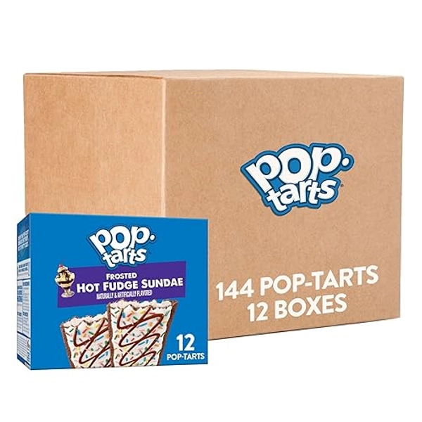 Pop-Tarts Toaster Pastries, Kids Snacks, School Lunch, Frosted Hot Fudge Sundae (144 Pop-Tarts)
