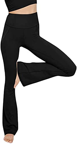 TOPYOGAS Women's Casual Bootleg Yoga Pants V Crossover High Waisted Flare Workout Pants Leggings… - Z-black - X-Large