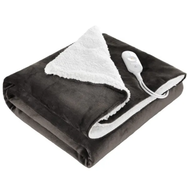 Bed Warmer, Flannelette Electric Blanket, Heating Blanket, Washable, with Auto Off, Timer, Overheat Protection, Adjustable Temperature, Detachable Switch, 180*130 cm