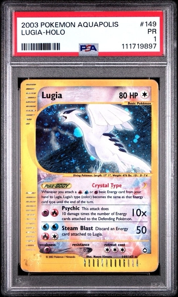2003 PSA 1 PR POOR Pokémon TCG Aquapolis Crystal Lugia 149/147 POP 178