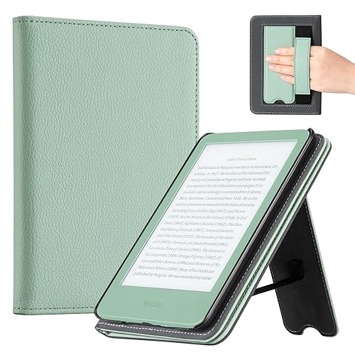 CoBak Case with Stand for for 6" Kindle (2024 & 2022, 11th Gen) – PU Leather Smart Cover with Auto Sleep/Wake & Hand Strap, Premium Protective Case for Kindle Basic,Sage-US-1 - Sage- Do NOT Fit other models
