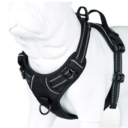 JUXZH Soft Front Dog Harness .Best Reflective No Pull Harness with Handle and 2 Leash Attachments - Medium (Pack of 1) purple