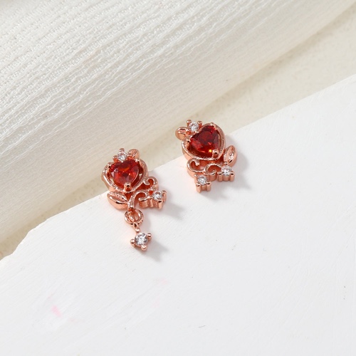 Delicate Small Crystal Earrings | Red