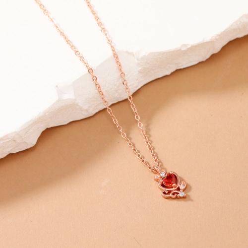 Delicate Small Crystal Necklace | Red