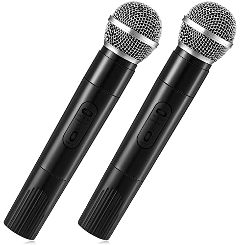 2 Pack Microphone Prop Play Plastic Mics Toy Microphone Fake Microphone Simulate Speech Practice Plastic Microphone for Christmas Karaoke Fun Stage Costume Prop Birthday Party, Black, 9.5 x 2 Inch