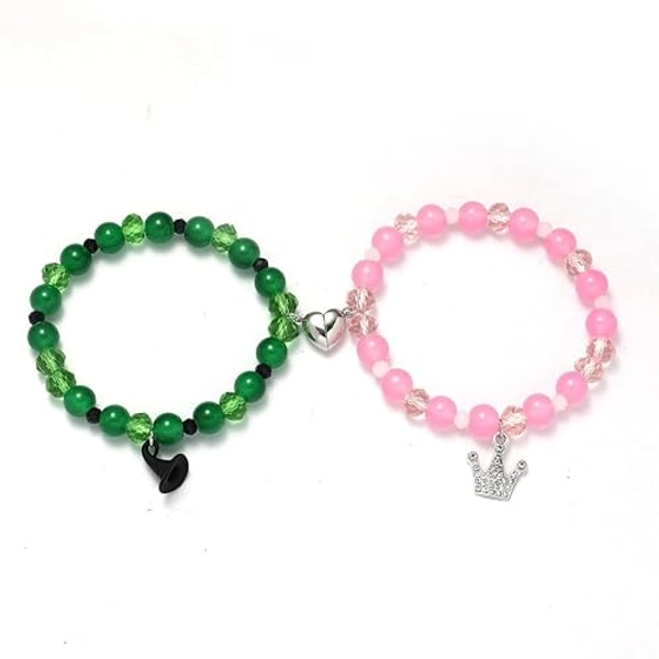 Elphaba and Glinda Friendship Matching Bracelets - Bff Witch Hat Crown Charms Jewelry Accessories, Movie Stuff Musical Merch for Fans - Christmas Gifts for Best Friends Couples