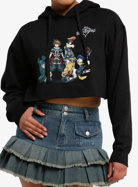 Disney Kingdom Hearts Group Girls Crop Hoodie