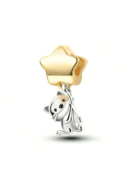 1 Pc Silver Color Simple Pink Enamel Cute Pet Kitten Cat Bead Charm Fit Original Bracelet Necklace Pendant Beads For Diy Jewelry Making Women Girl Jewellery Gift