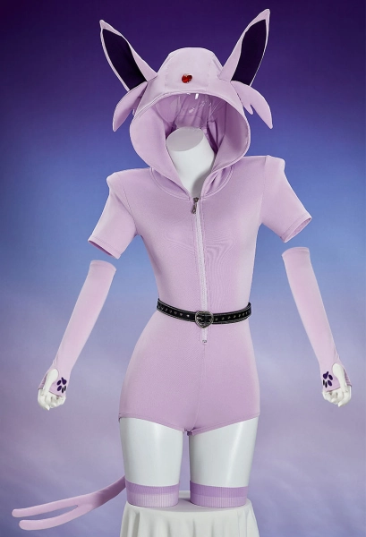 Espeon Derivative Sexy Lingerie Summer Homewear Romper with Tail and Sleeves
