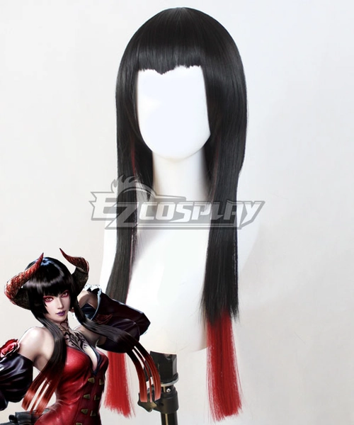 Tekken Eliza Render Black Red Cosplay Wig