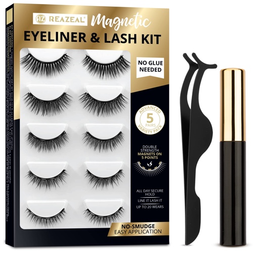 Magnetic Eyelashes, Magnetic lashes, Magnetic Eyelash kit, Magnetic Eyeliner with Magnetic False Lashes Natural Look-No Glue Needed (5 pairs)