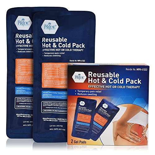 MED PRIDE Reusable [2 Gel Pads] Hot And Cold Packs For Hot & Cold Therapy - Microwavable Heating Pads & Ice Packs For Injuries- Medical Compress For Headaches, Swelling, Knee, Neck, Back Pain Relief