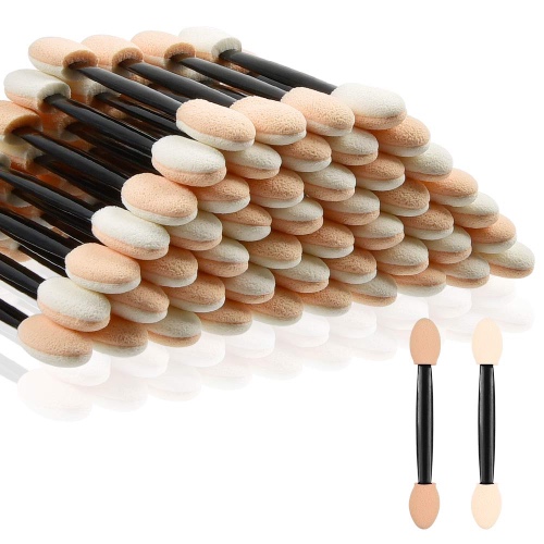Eyeshadow Applicators, MORGLES 50pcs Eyeshadow Applicator Double Sided Eye Makeup Applicators Short Sponge Eyeshadow Applicator for Women Girls (Black)