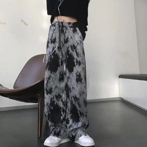 'Charcoal' Black & Grey Baggy Tie Dye Grunge Pants - as shown / XXL