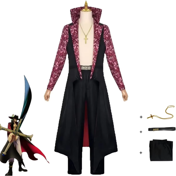 Live Action Movies Dracule Mihawk Cosplay Costume Stand-Up Black Printing Long Sleeves Coat Trench Uniform Full Set Man Suit - AliExpress