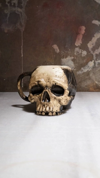 Ghost Skull Mug, Handmade Gift Mug, Horror Mug, Halloween Unique Gift, Gothic Mug, Scary Decor, Gothic Decor, Spooky
