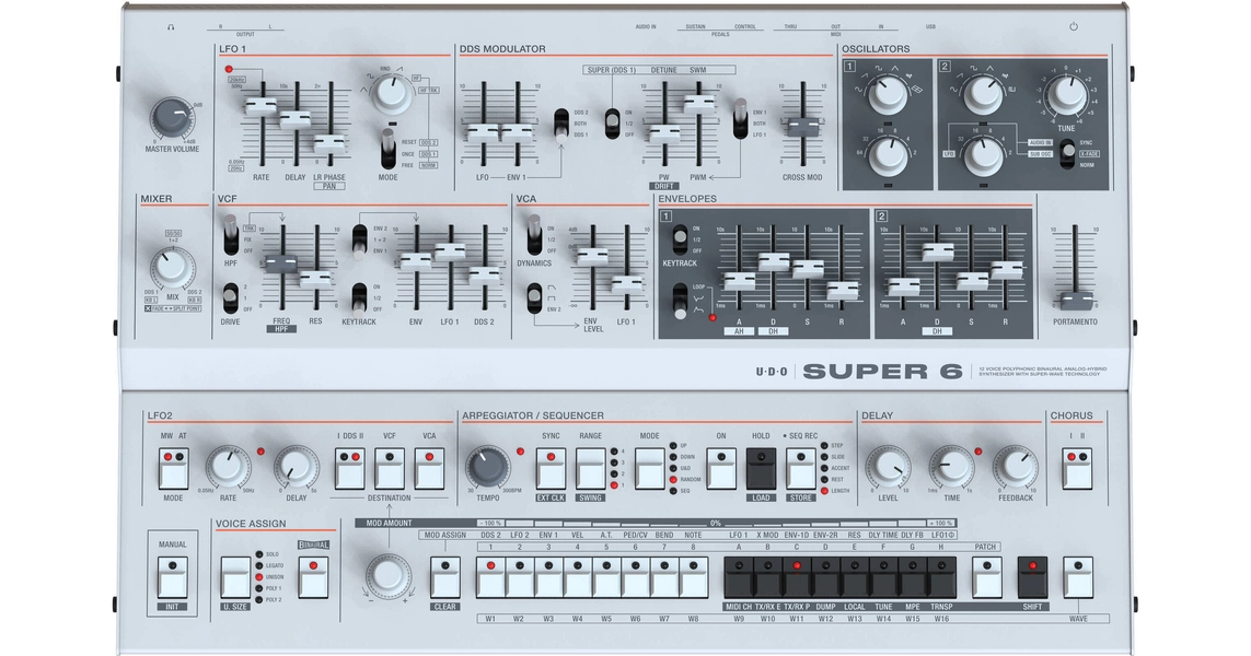 UDO Audio Super 6 Digital-Analog Hybrid Desktop Synthesizer (Gray)