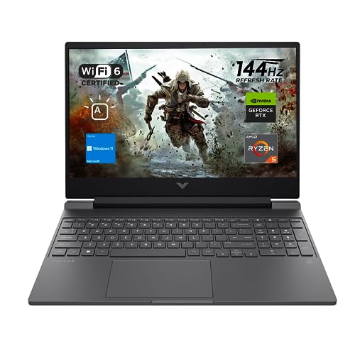 HP Victus 15 Gaming Laptop, 15.6" FHD 144Hz Display, AMD Ryzen 5 7535HS, 16GB DDR5 RAM, 512GB PCIe M.2 SSD, NVIDIA GeForce RTX 2050, HDMI, Webcam, Backlit Keyboard, Wi-Fi 6, Windows 11 Home, Silver - 16GB RAM | 512GB SSD