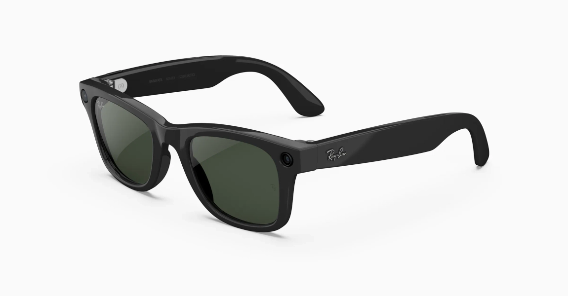 Ray-Ban Meta Wayfarer (Gen 2) Shiny Black AI Glasses with Green Transitions® Lenses
