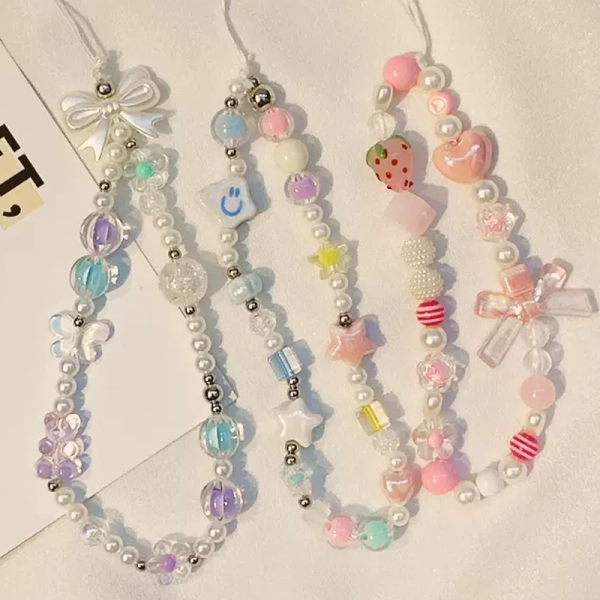 Kawaii Beaded Phone Lanyard Cute Phone Charm