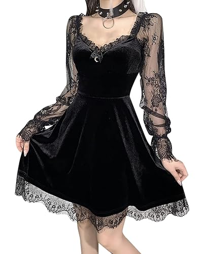 Lace Long Sleeve Gothic Dresses for Women Vintage Dress Gothic Dress - Medium - 3-lace Long Sleeve